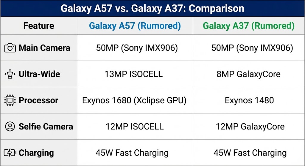 Samsung Galaxy A57 and A37 camera upgrade rear design Loop Teck