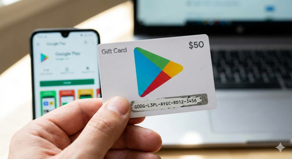 Google Play gift card redeem code on physical card