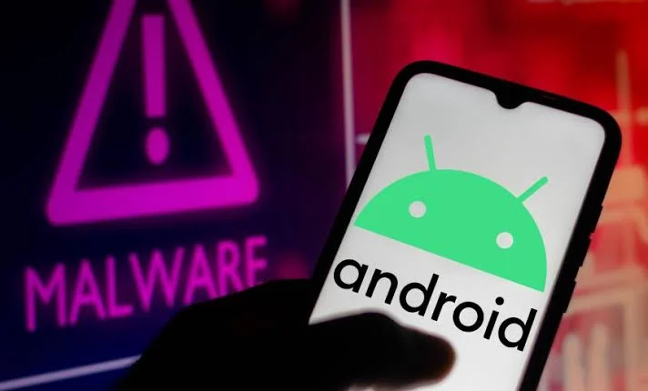 Android phone depicting hidden malware ad fraud threat in background