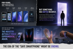 Futuristic smartphone concept with transparent display and AI-powered interface